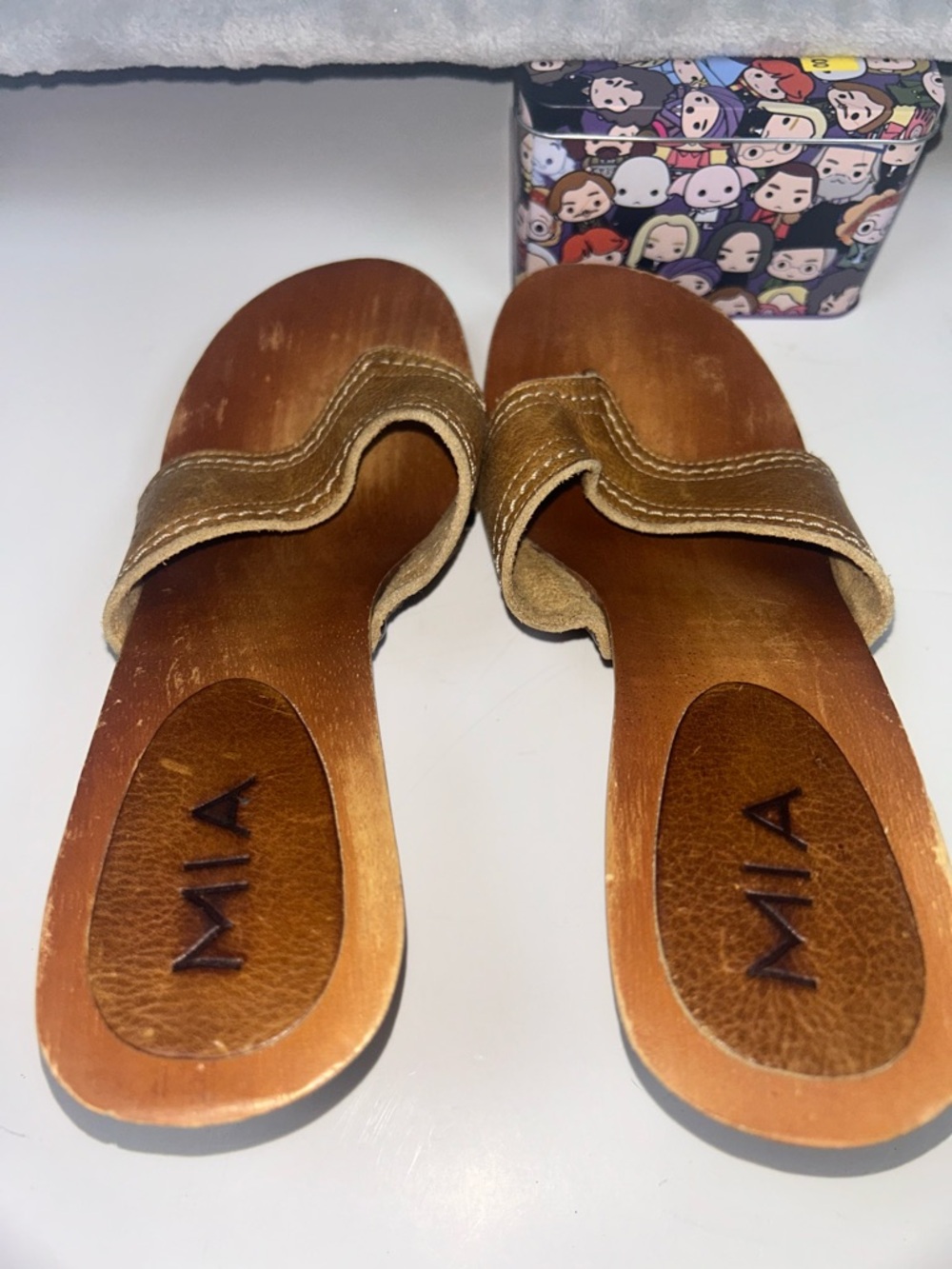 MIA Tan Leather Platform Thong Mules - Picture 8 of 8